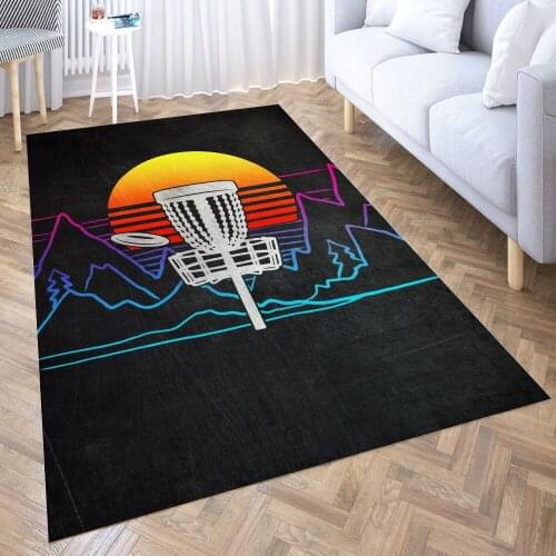 Disc Golf Sunset Carpet for Living Room 3D Anime Cartoon Rug Gamer Teen Room Bedside Lounge Rug Kids Children Floor Mats