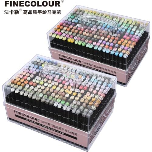 FINECOLOUR Double headed markers,Original 160,240,480 Color Sets,acrylic Portable Transparent Pen Case,Animation Interior Design