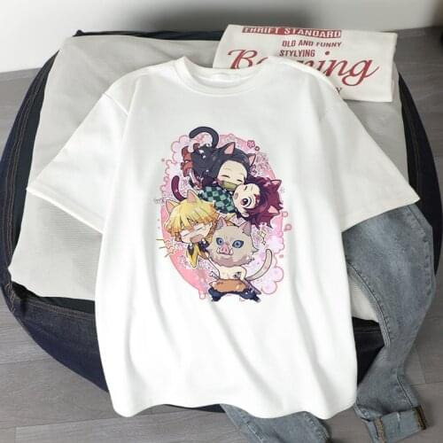 T-shirt Demon Slayer Kawaii Cartoon T Shirt Women Graphic Top Japan Kimetsu No Yaiba Anime Tees Vintage Harajuku Streetwear Punk