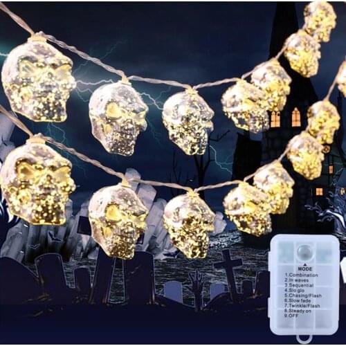 Halloween Head Bone String Lights 3 M 20 LED Fairy Lights Waterproof Battery Operated Halloween Lights Party Halloween Decration