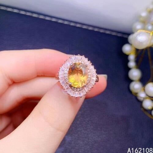 Exquisite Jewelry 925 Sterling Silver Inset With Gemstone Womens Popular Classic Flower Citrine Adjustable Ring Support Detecti