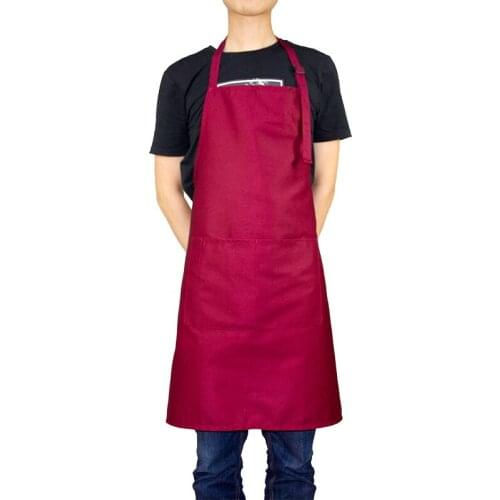 2019 Korean Aprons for Woman Waitressing Apron Dress Adjustable Neck with 2 Pockets 10 Color Long Apron Pinafore