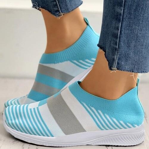 TELOTUNY Tennis female Women Fashion Color matching Walking Breathable Mesh Casual Running Shoes Slip On Sock Platform Sneakers