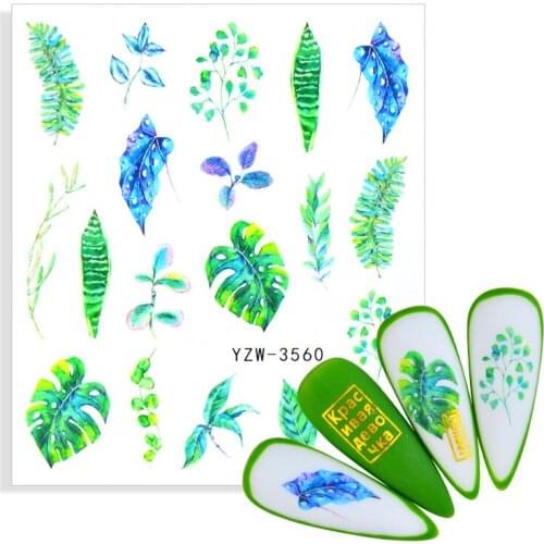 Small Fresh Series Nail Water Decal Stickers Sakura Daisy Lavender Floral Green Leaves Pattern Transfer Sticker Nail Art Decora