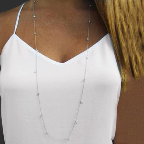 Fashion Jewelry Simple Necklaces Crystal Silver Golden Adjustable Long Tassel Sweater Shirt Necklaces Jewelry Colar Feminino