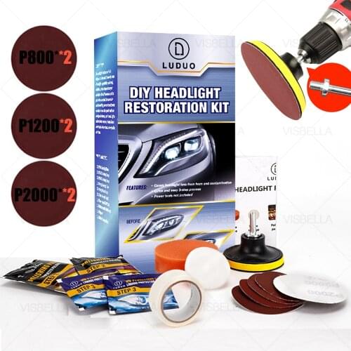 Headlight Restoration Polish Paste Kits Car Polishing Kit Headlamp Polishing Wax Tools DIY Auto Lights Cleaning Repair Refurbish