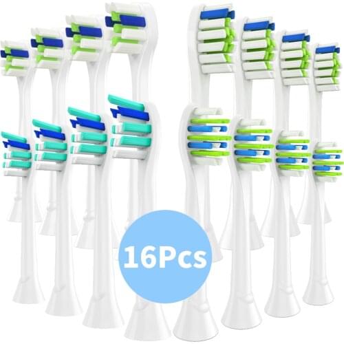 16Pcs Replacement Toothbrush Heads Compatible with Phillips Sonicare Electric Toothbrush DiamondClean, HealthyWhite, FlexCare