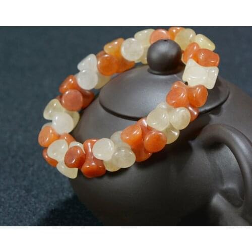 Natural raw rose gold jade bracelet bangle hand-carved jadite jade beads bracelets for women jade jewelry real jade gift