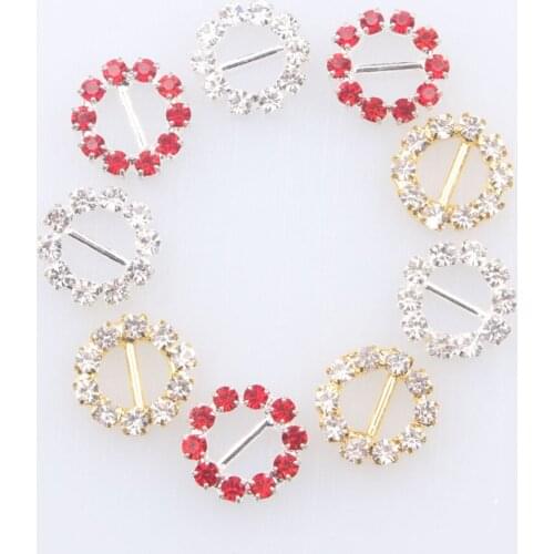 2018 Rushed New Rhinestones 10mm 2/5" Round Clear Rhinestone Buckle Invitation Ribbon Slider For Wedding Supplies Decoration