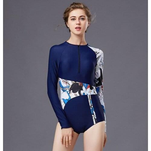 New Bodysuit Women Long Sleeve One Piece Swimsuit Plus Size Swimwear Badeanzug Damen Bodies Ladies Surf Suit Bodys Para Mujer