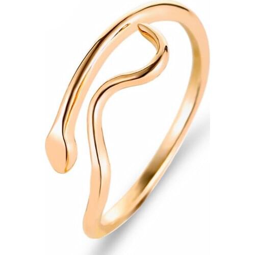 New Ladies Jewelry Hot Sale Simple Snake-shaped Ring Opening Water Ripple Couple Fashion Ring