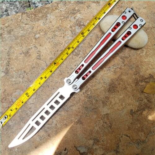 The One Chimera Butterfly Practice Swing Knife Red G10 Lining D2 Sharp Blade Aluminum Alloy Handle Survival Hunting Camping Tool