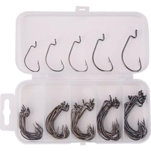 One Box 50psc Fishing Crank Hooks fishing tool accessories anzol para pesca