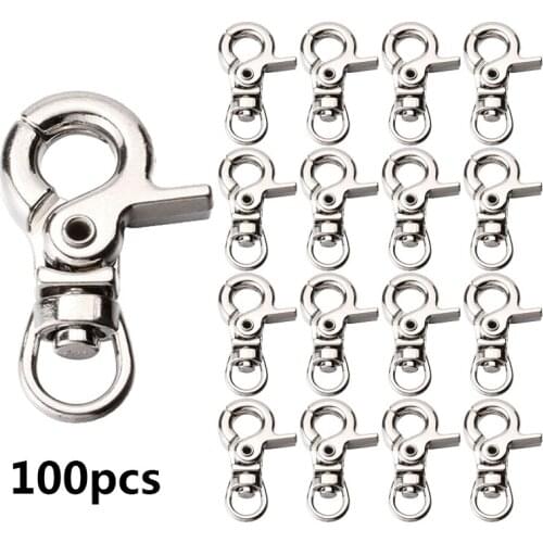 PARETO Wholesale 100pcs 30.5mm Nickel Plated Zinc Alloy Swivel Snap Hook for Strapping Key Chain DIY Accessories