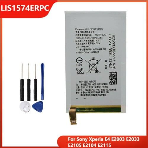 Original Replacement Phone Battery LIS1574ERPC For Sony Xperia E4 E2003 E2033 E2105 E2104 E2115 2300mAh With Free Tools
