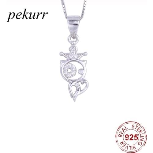 Pekurr 925 Sterling Silver Zircon Crown Mini Fairy Necklace For Women Crystal Cute Elves Pendants Choker Girl Fashion Jewelry