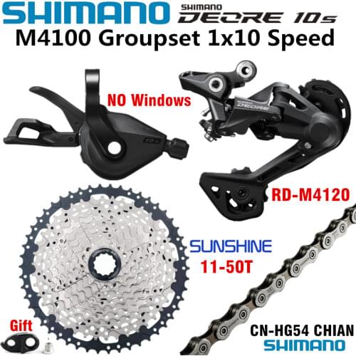 SHIMANO DEORE M4100 Groupset Mountain Bike 1x10-Speed 42T 46T 50T SL+RD+SUNSHINE+HG54 M4100 Shift M4120 M5120 Rear Derailleur