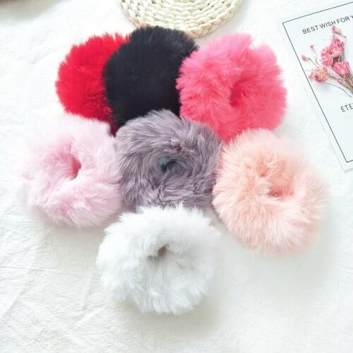 Fashion Girls Elastic Faux Fur Scrunchie Hair Rope Ponytail Holder Elastic Plush Hair Ring Hair Accessories Fluffy Hair Ties