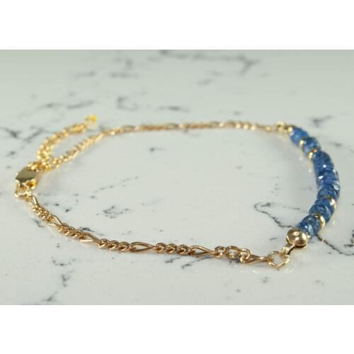 Sapphire Gold Chain Bracelet, September Birthstone, Blue gemstone Bead, 14K Gold Filled Jewelry for Women, hand Made in TURKEY