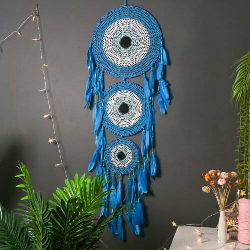 Blue Macrame Wall Hanging Bohemian Chic Mandala Tassel Tapestry Wall Decor Boho Home Decoration Farmhouse Dorm Room