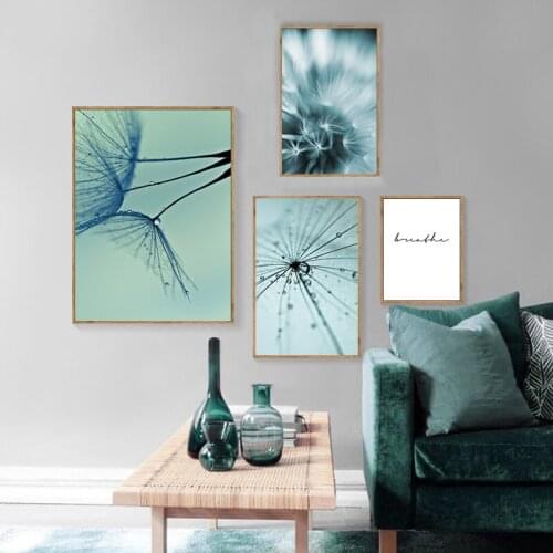 Modern Nordic Posters and Prints Dandelion Quotes Landscape Canvas Painting Plant Wall Art Pictures for Bedroom Decoration