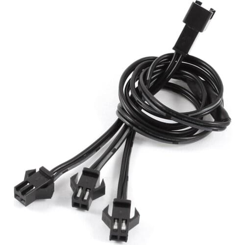 Standard 2 Pin Connector EL Wire Neon Strip Light 3 Way Splitter Cable Black
