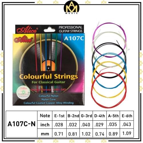 Acoustic Guitar Strings Rainbow Colorful Guitar Strings E-A For Acoustic Folk Guitar Classic Guitar Multi Color A107-C 6Pcs/Set