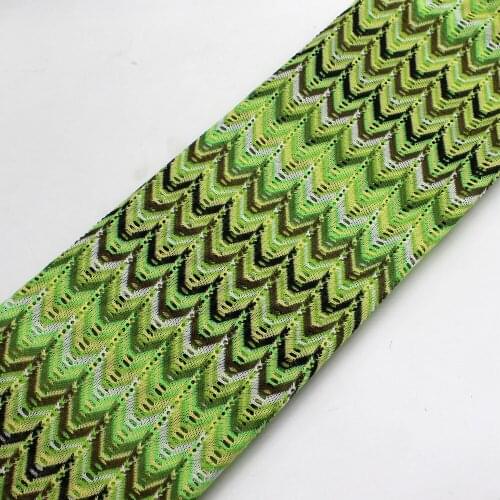 Zig Zag Knitting Lace Fabrics 1 Meter Green Wave Striped Crochet Dress Skirt Lace Knitting Mesh Fashion Fabrics 150CM Wide