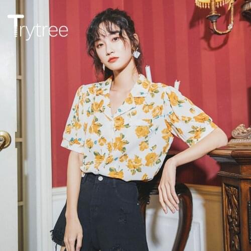 Желтые блузки Trytree China At AliExpress