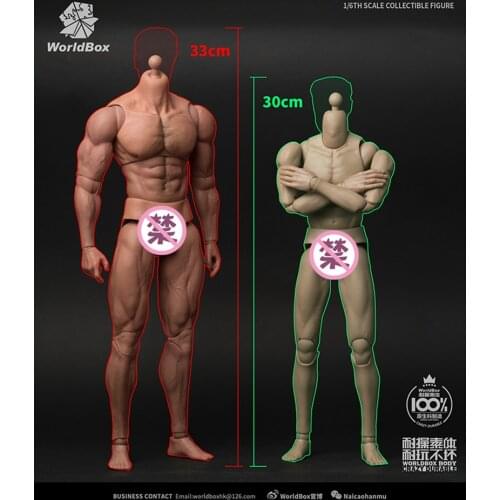 In Stock 33cm Collectible 1/6 Tall Male Body Figure AT027 Durable Body Ripped Muscular Man Strong Body Model for 12'' Body