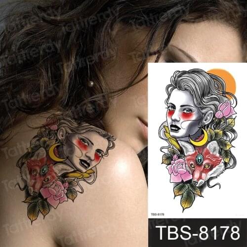 Tribal Wolf Temporary Tattoos For Men Women Arm Chest Fake Tattoo Sticker Waterproof Realistic Flash Wolf Tatoo Paper Sexy Girls