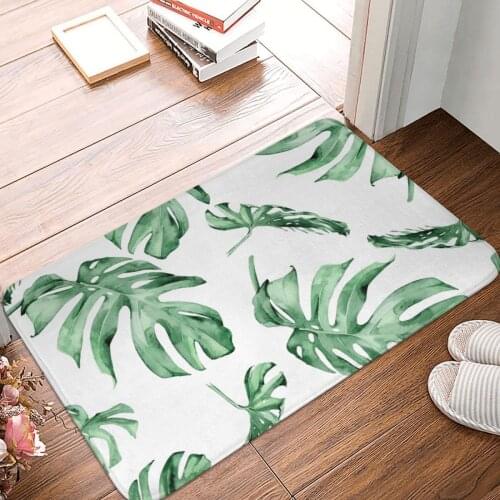 Monstera Green Doormat Carpet Mat Rug Polyester Non-Slip Floor Decor Bath Bathroom Kitchen Bedroom 40*60