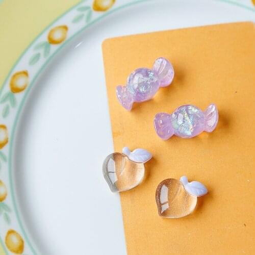 Jelly resin candy peach hairpin patch hand-made DIY jewelry accessory material 6pcs