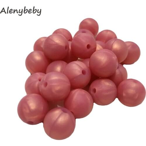 Pearl Pink Color Food Grade Silicone Round Bead 12/15mm Baby Teether Necklace Toy DIY Pacifier Chain Care Baby Teether Product