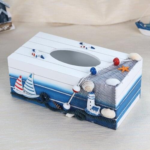 13 style Home Table Mediterranean Sea Style Pine Facial Tissue Boxes Pumping Paper Bathroom Wooden Napkin Box Holder Cover