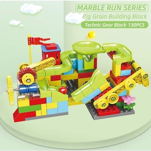 130PCS Marble Race Run Maze Balls Track Gear Wheel Technical Building Blocks Funnel Slide Block compatible with Legoing Duplo