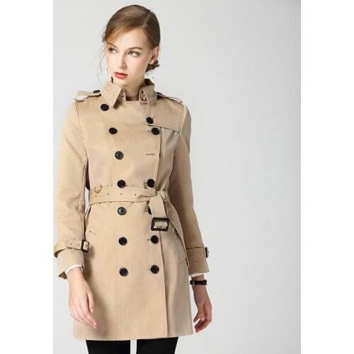 2018 New Luxury the best quality trench Coat for Women British Style Mid long Trench anti-wrinkle double breasted overcoat