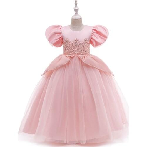 2021 High Quality Cinderella Dress Girls Beading Applique Flower Princess Dresses Girl Lace Birthday Party Fancy Kids Costume