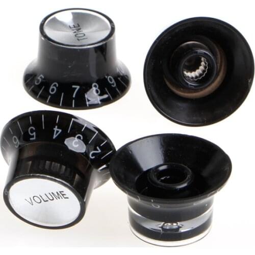 2 Tone 2 Volume Knobs Buttons Guitar Control Silver Hat Bell Top Potentiometer Cap For LP SG