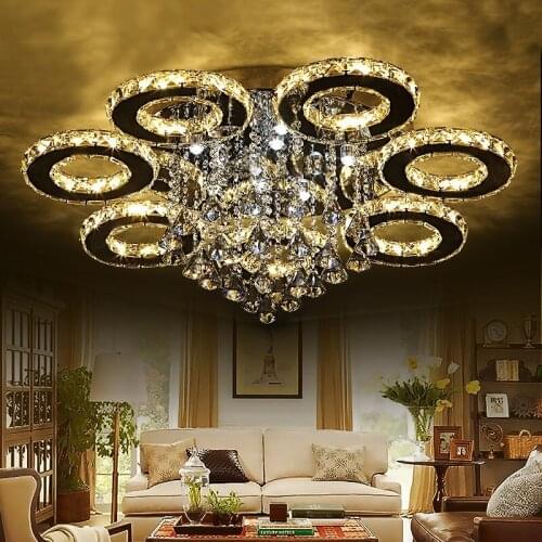3/5/6/7 rings Crystal LED Ceiling Lights Living Room Bedroom Dining Room Light Hotel Location Ceiling lamps