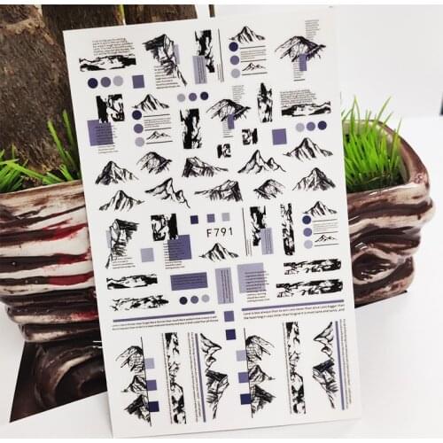 3D Nail Stickers Hills Letter Stripe Line Stickers for Nails Autumn Design Stickers for Manicure Decal Nail Art Decoration