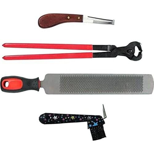 4pcs Hoof Rasp Trimmers Tools Farrier Horseshoe Trimming File Hoof Cutter Knives Kit for Horses Donkeys Equestrian Accessories