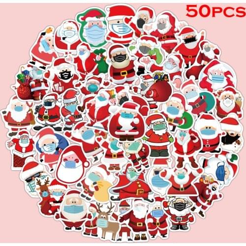 50pcs Santa Claus wearing a mask Stickers for Luggage Laptop Bike Skateboard Stickers Waterproof Toy Graffiti Stickers