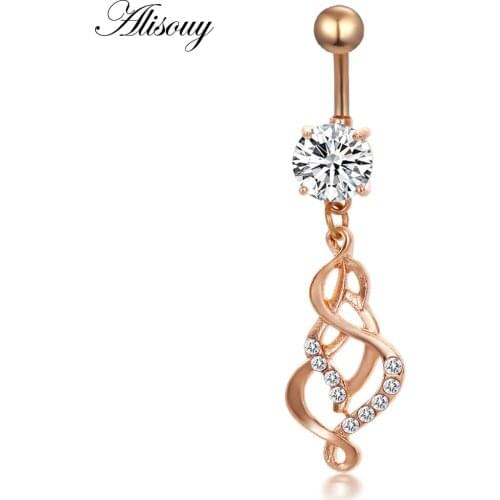 Alisouy 1pc cute Belly Button Rings Surgical Steel Gold Cross willow Pendant omblingo Belly Body Jewelry Navel Piercing 1.6*10*5