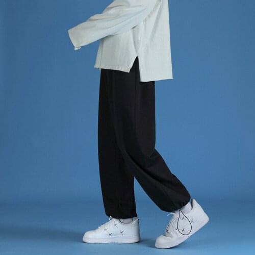 Autumn 2021 new casual pants mens 100% cotton classic style fashion slim straight tube solid color brand pants