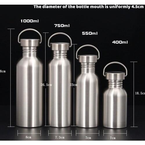 304 Stainless Steel Water Bottle Sport For Water Travel Portable Cycling Cup Outdoor Steel Drinking Bottles Drinkware 1000ML