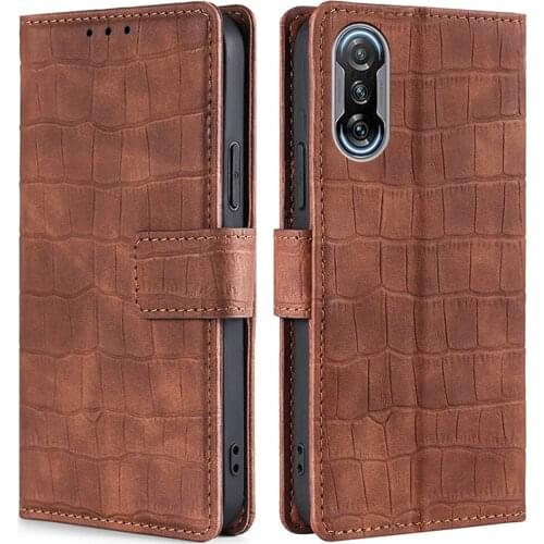 Card Slot Crocodile Leather Flip Case for Xiaomi POCO F3 GT X3 NFC M3 Pro 5G Pocophone F 3 Drop Protection Cover Funda