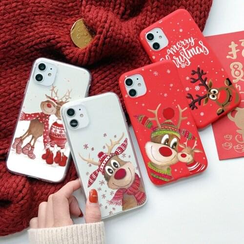 Cartoon Christmas Reindeer Case For OPPO A5 A9 2020 A53 A52 A32 A72 A92 A93 A15 Reno 4 Lite Realme 8 7 Pro 6 Cover Fundas Couqe