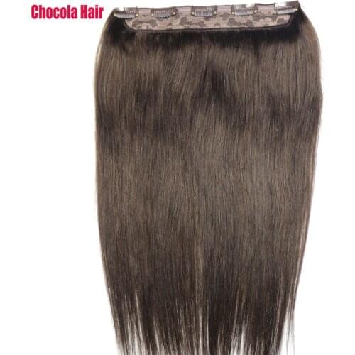 Chocala 20"-28" Machine Made Remy Hair 80g One Piece Set With 5 Clips In 100% Brazilian Human Hair Extensions 1pcs Straight