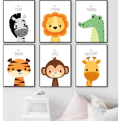 Animal Decoration Sheets Picture Wall Art Poster Childrens Canvases Room Paintings For Nursery Decorative Prints Wall Posters